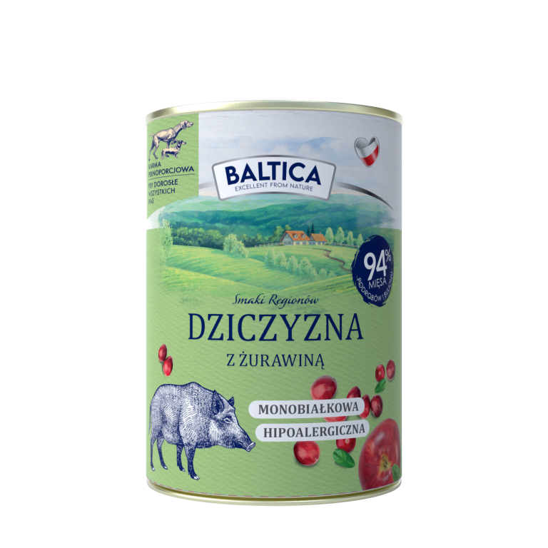BALTICA monobiałkowa karma 400g dziczyzna z żurawiną