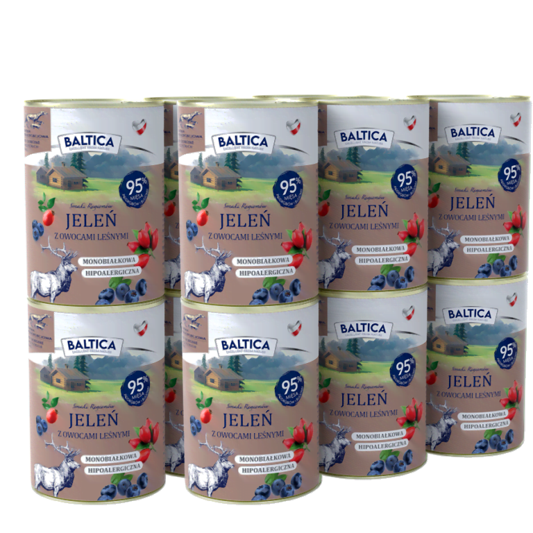 BALTICA karma mokra jeleń z owocami leśnymi 12x400g