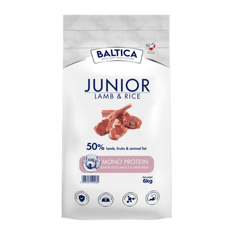 BALTICA Karma z jagnięciną i ryżem Junior rasy duże 6kg
