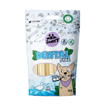 MR. BANDIT Dental Stars z kaczką dla psa 70g
