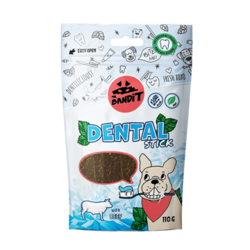 MR. BANDIT Dental Sticks przysmak z wołowiną dla psa 110g