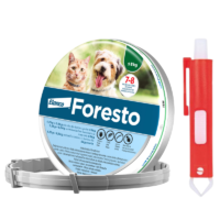 FORESTO Obroża na kleszcze i pchły dla małych psów i kotów (38cm) + szczypce do usuwania